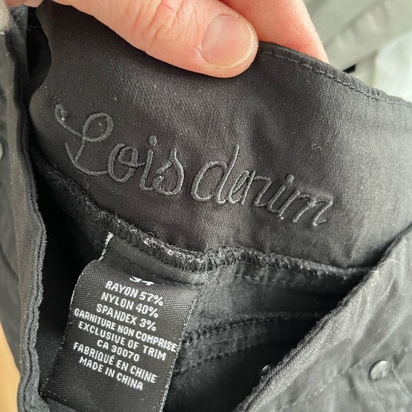 Black Lois Denim straight leg strechy pants size 34 - Picture 5 of 5